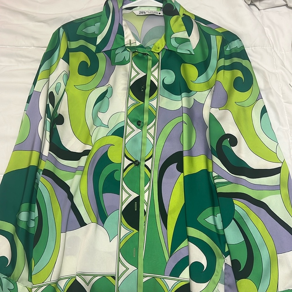 Satin Green Blouse